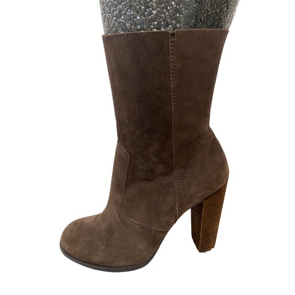 Anthropologie EDDA Suede Leather Ankle Boots Block Heel Western Vintage Size 6 - Picture 6 of 10